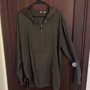 Earthbound Trading CO Brown Lagenlook Tunic Hoodie Size XL